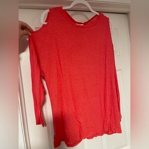 Hayden Coral Cold Shoulder Long Sleeve Top